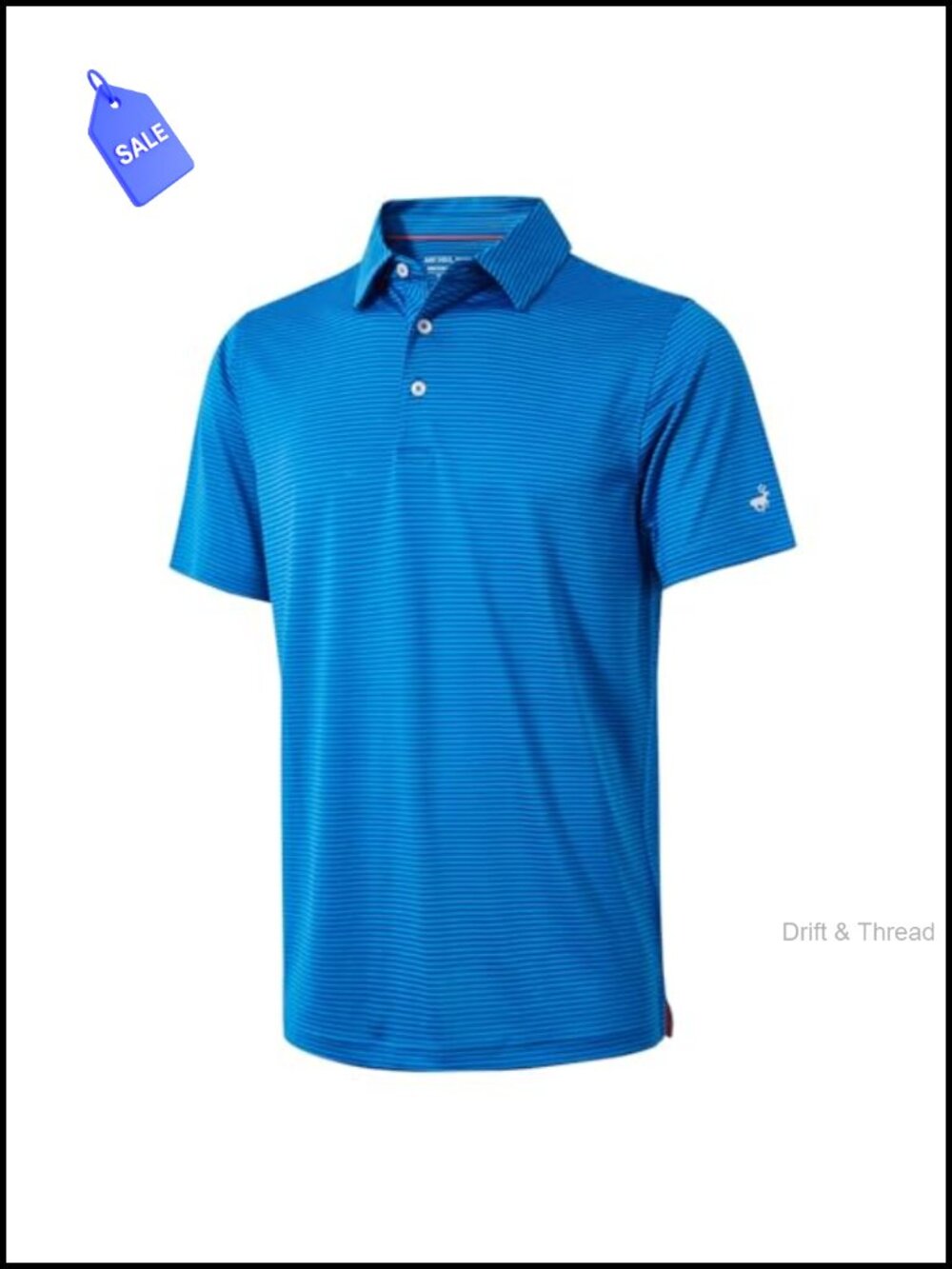 Mens Striped Golf Polo Shirt Moisture Wicking Dry Fit Short Sleeve